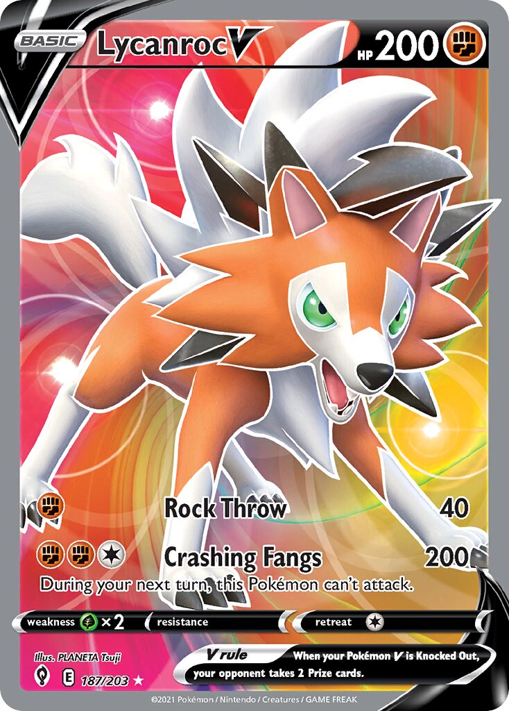 Lycanroc V 187/237 — Evolving Skies (English Pokémon TCG card)