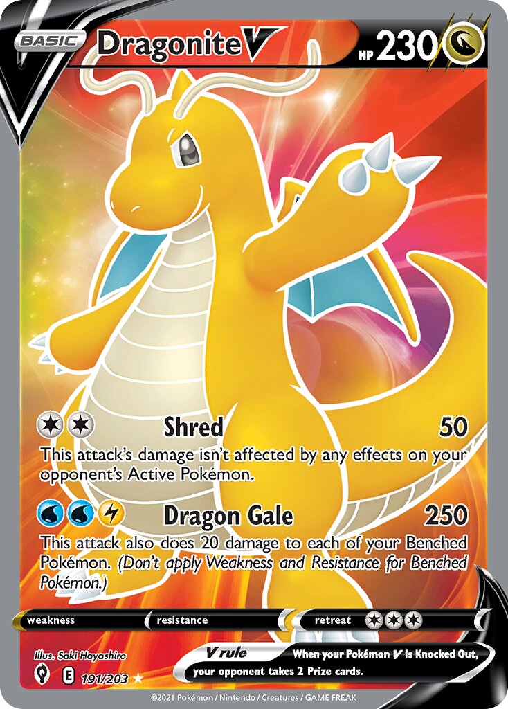 Dragonite V 191/237 — Evolving Skies (English Pokémon TCG card)