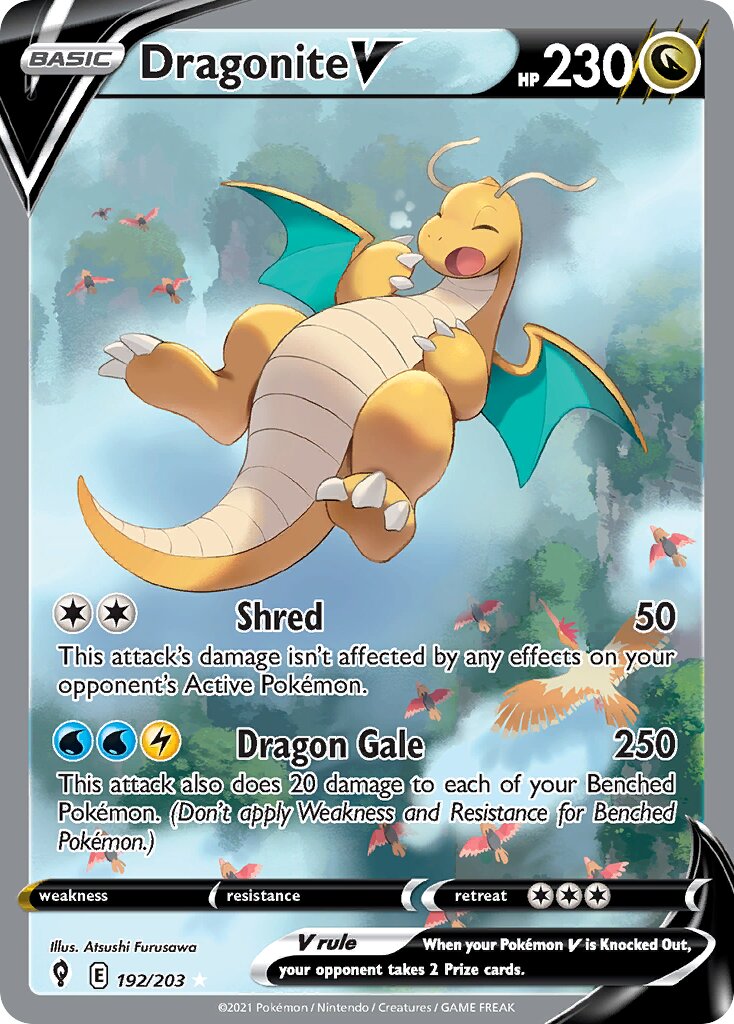 Dragonite V 192/237 — Evolving Skies (English Pokémon TCG card)