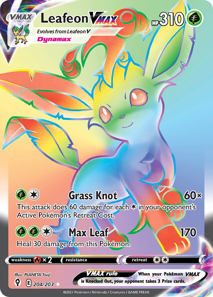Leafeon VMAX 204/237 — Evolving Skies (English Pokémon TCG card)