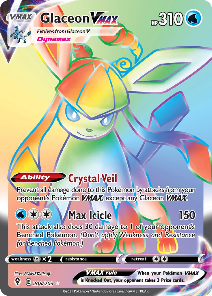 Glaceon VMAX 208/237 — Evolving Skies (English Pokémon TCG card)