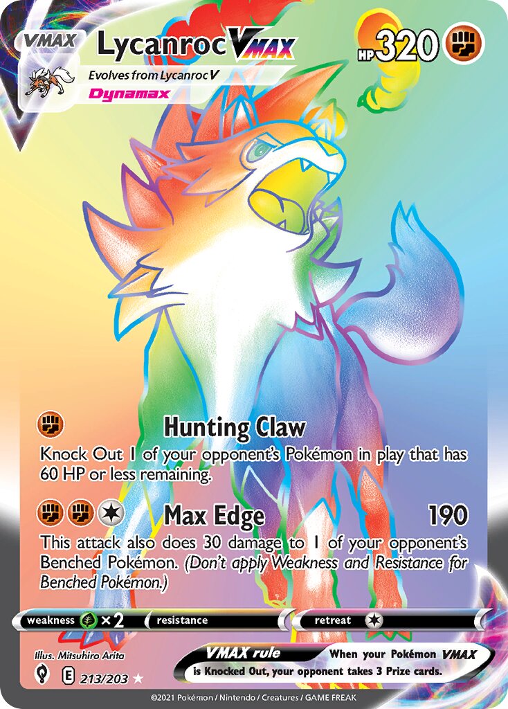 Lycanroc VMAX 213/237 — Evolving Skies (English Pokémon TCG card)