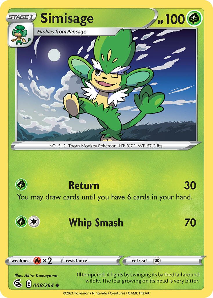 Simisage 008/284 — Fusion Strike (English Pokémon TCG card)