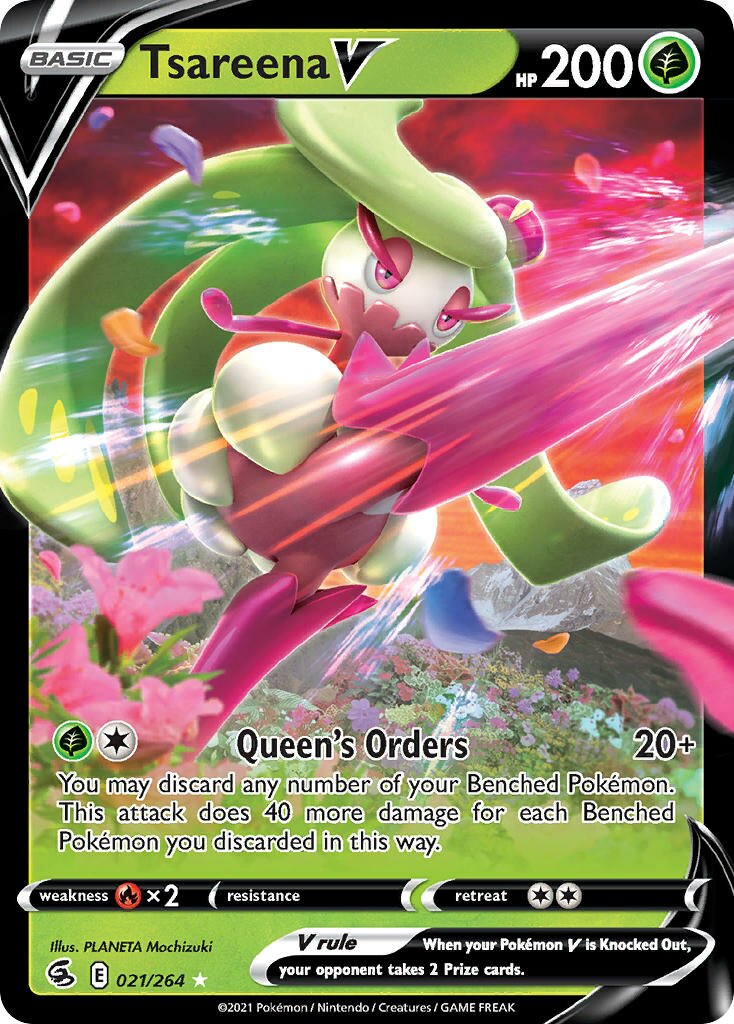 Tsareena V 021/284 — Fusion Strike (English Pokémon TCG card)
