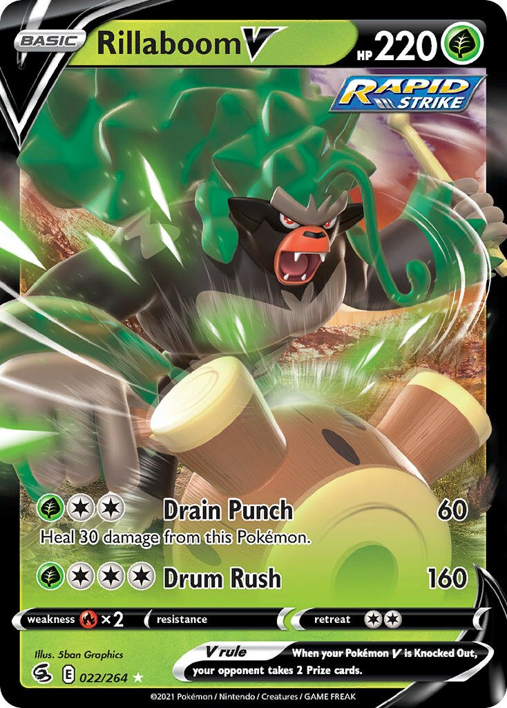 Rillaboom V 022/284 — Fusion Strike (English Pokémon TCG card)