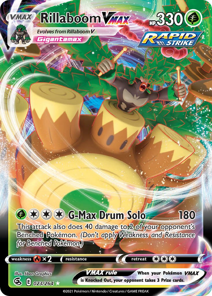 Rillaboom VMAX 023/284 — Fusion Strike (English Pokémon TCG card)