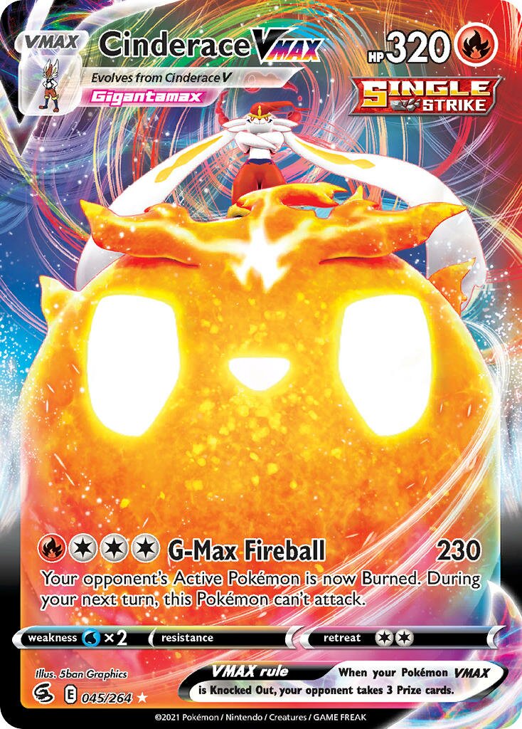 Cinderace VMAX 045/284 — Fusion Strike (English Pokémon TCG card)