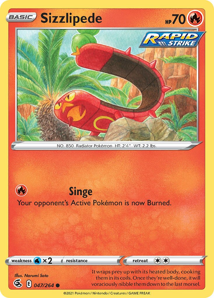 Sizzlipede 047/284 — Fusion Strike (English Pokémon TCG card)