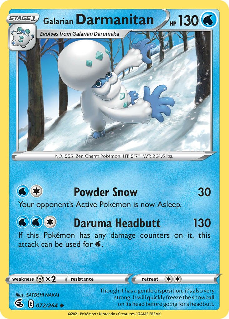 Galarian Darmanitan 072/284 — Fusion Strike (English Pokémon TCG card)