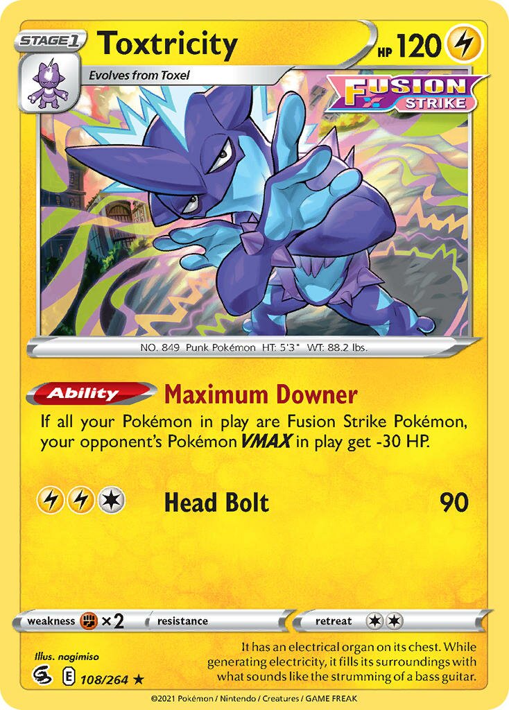 Toxtricity 108/284 — Fusion Strike (English Pokémon TCG card)