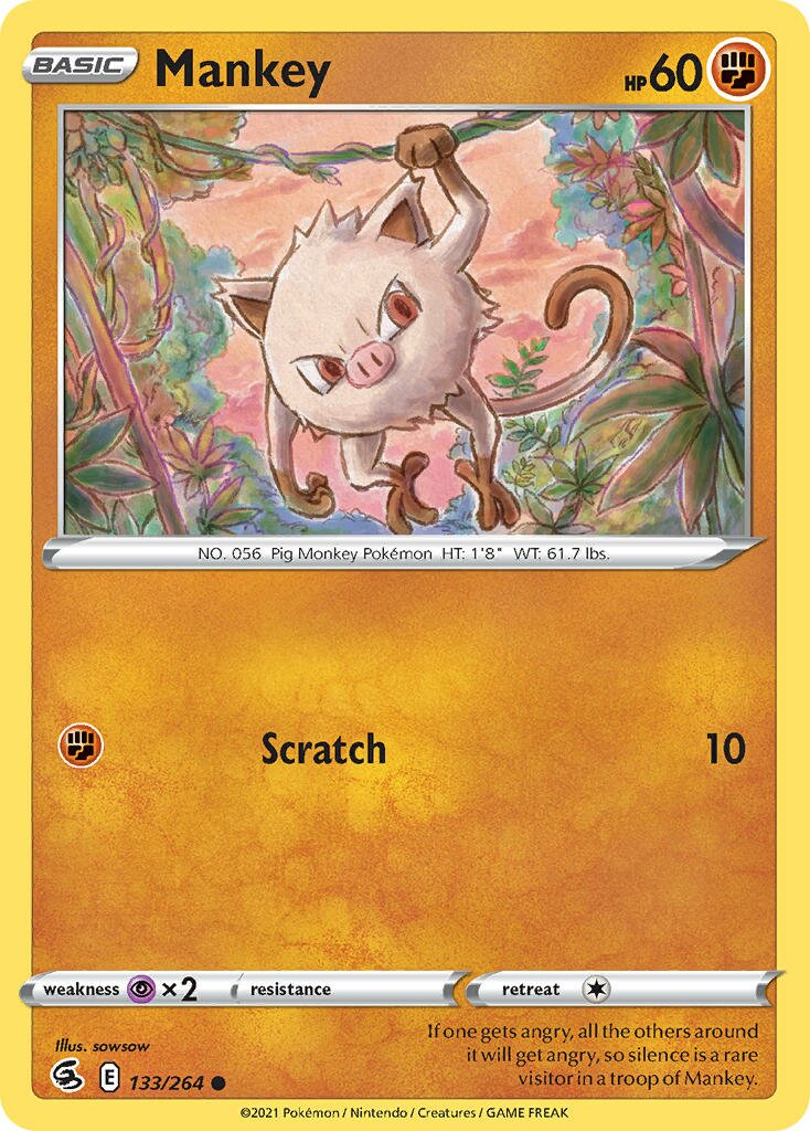 Mankey 133/284 — Fusion Strike (English Pokémon TCG card)