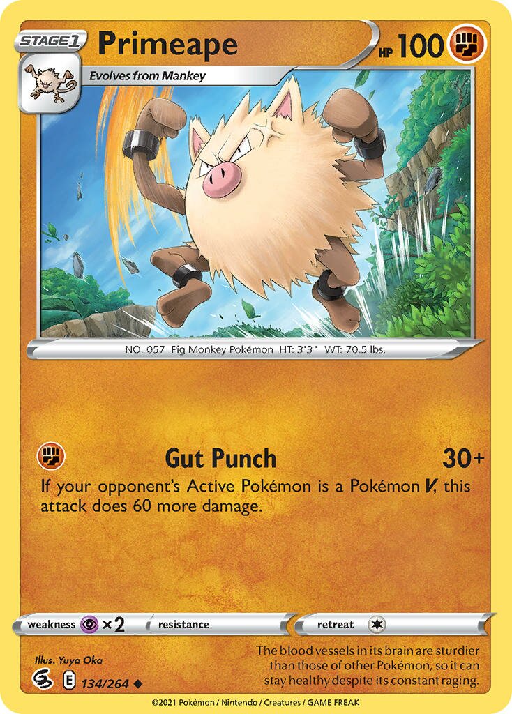 Primeape 134/284 — Fusion Strike (English Pokémon TCG card)