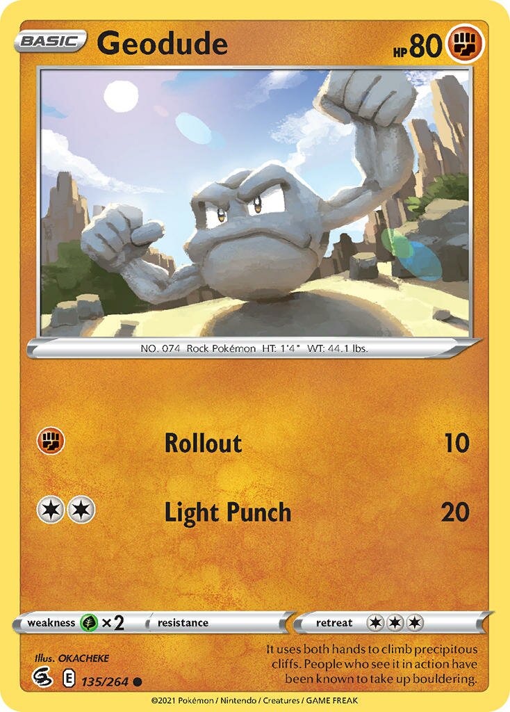 Geodude 135/284 — Fusion Strike (English Pokémon TCG card)
