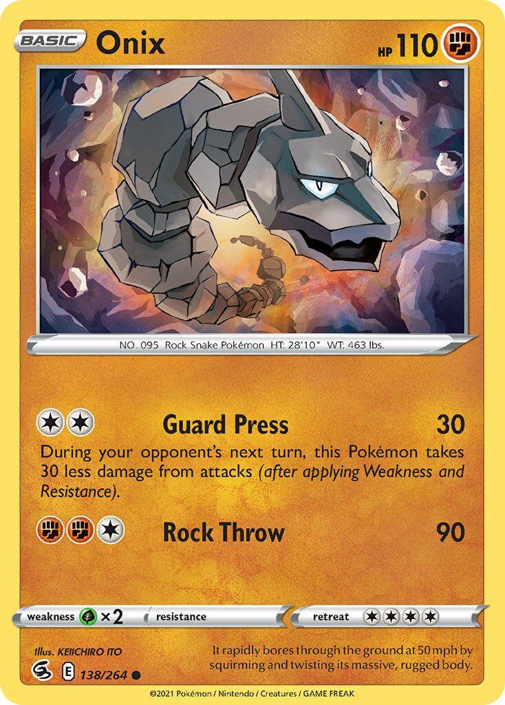 Onix 138/284 — Fusion Strike (English Pokémon TCG card)
