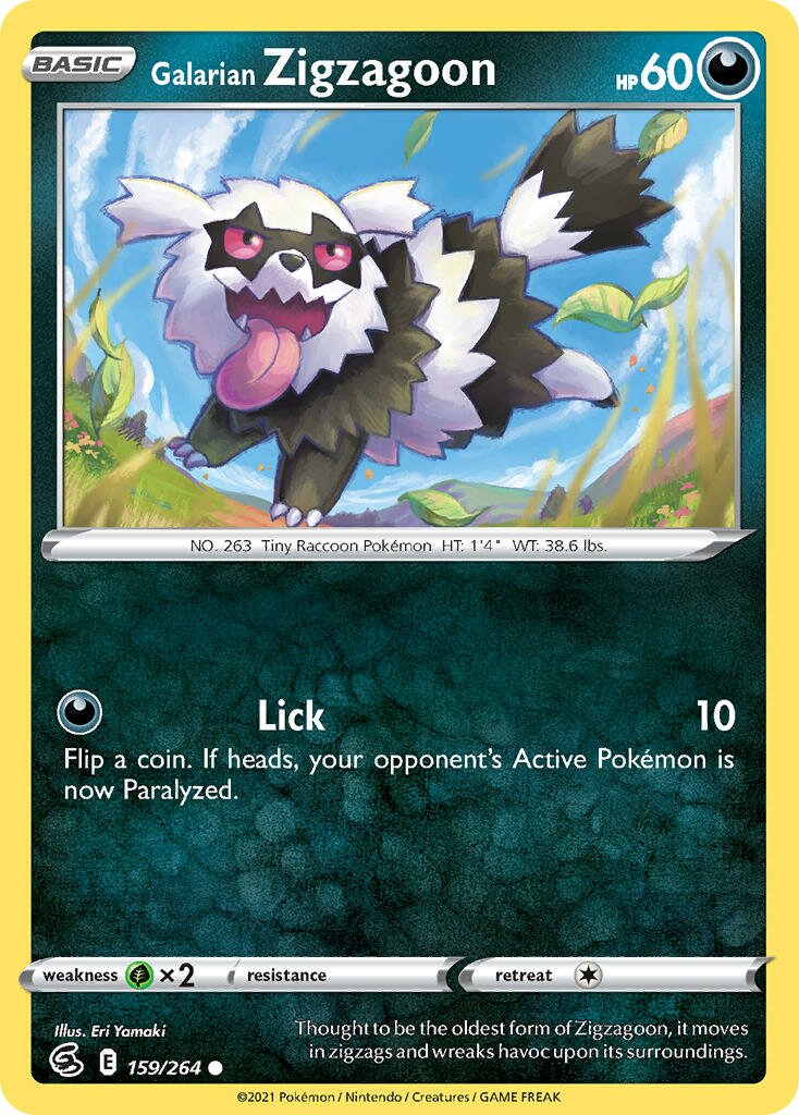 Galarian Zigzagoon 159/284 — Fusion Strike (English Pokémon TCG card)