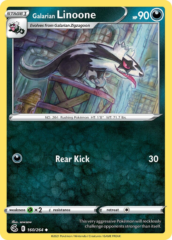 Galarian Linoone 160/284 — Fusion Strike (English Pokémon TCG card)