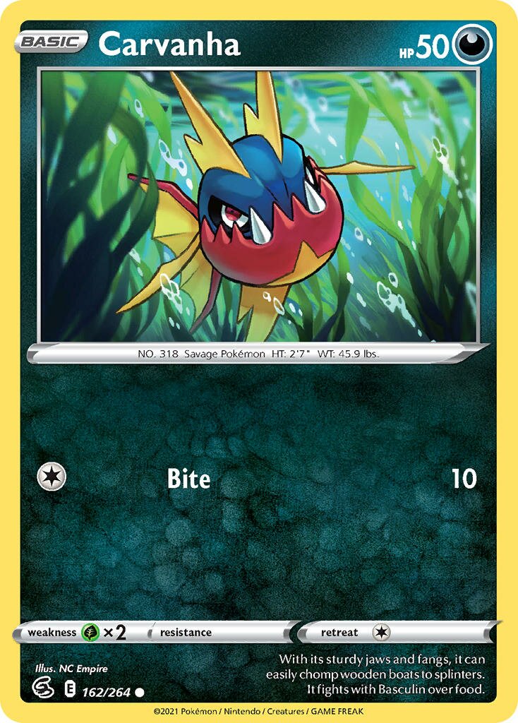Carvanha 162/284 — Fusion Strike (English Pokémon TCG card)