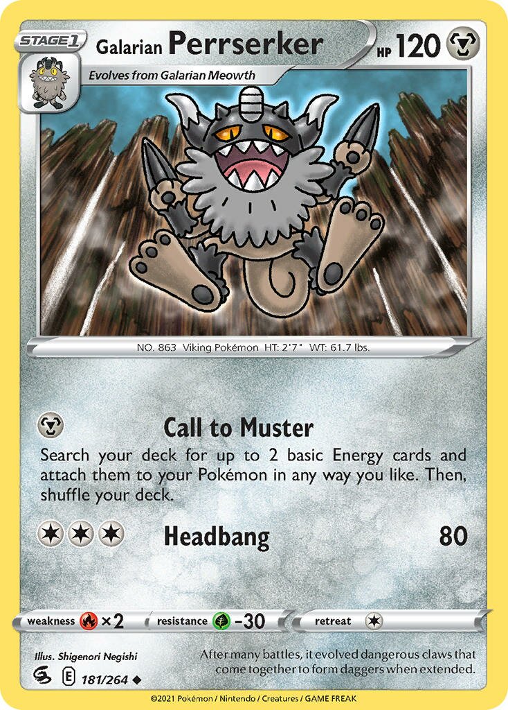 Galarian Perrserker 181/284 — Fusion Strike (English Pokémon TCG card)