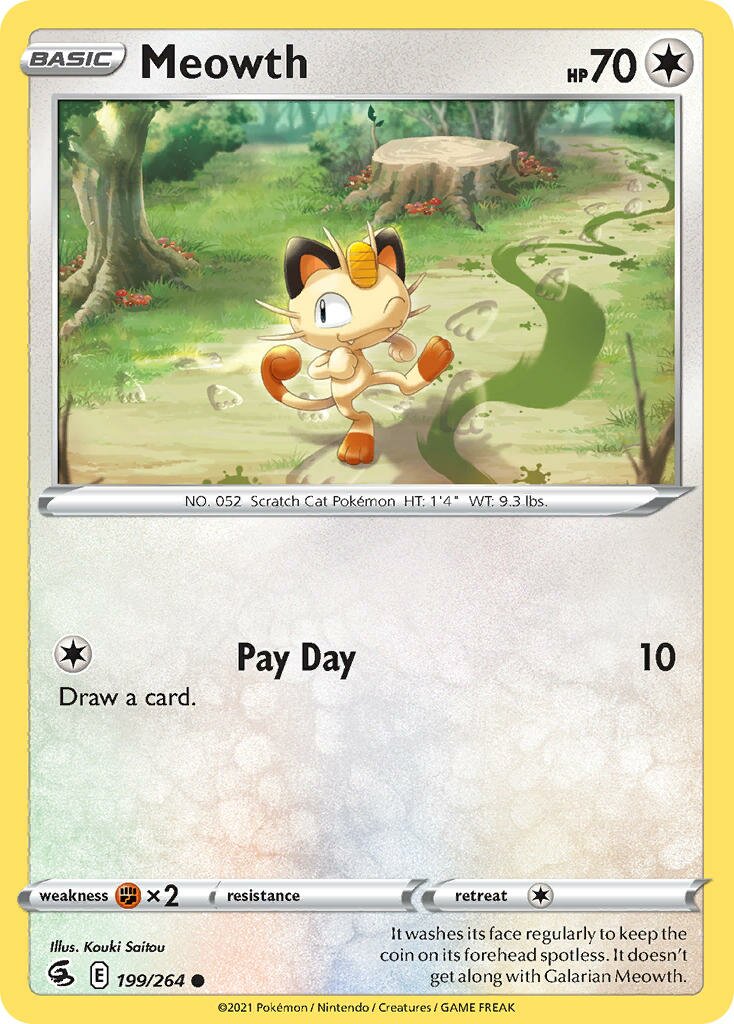 Meowth 199/284 — Fusion Strike (English Pokémon TCG card)