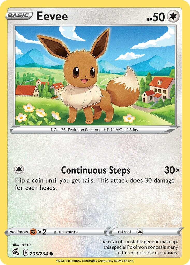 Eevee 205/284 — Fusion Strike (English Pokémon TCG card)