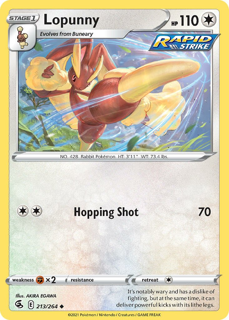 Lopunny 213/284 — Fusion Strike (English Pokémon TCG card)