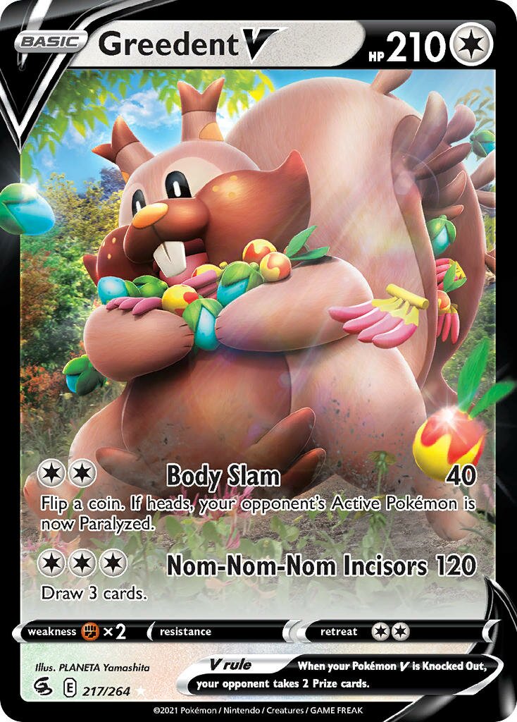 Greedent V 217/284 — Fusion Strike (English Pokémon TCG card)
