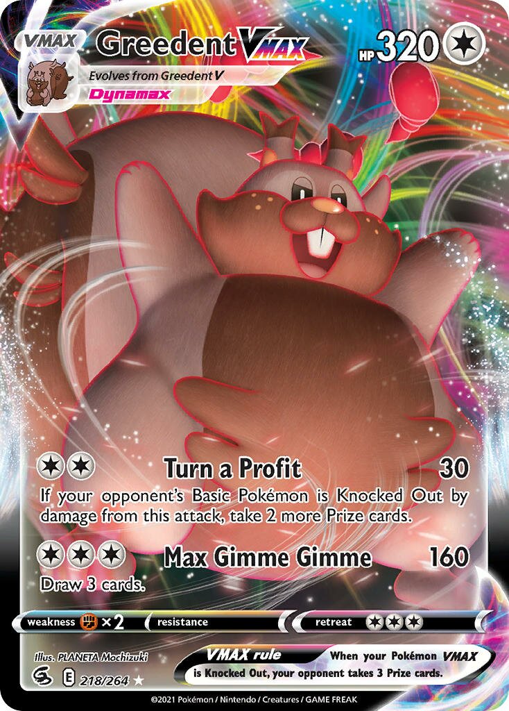 Greedent VMAX 218/284 — Fusion Strike (English Pokémon TCG card)