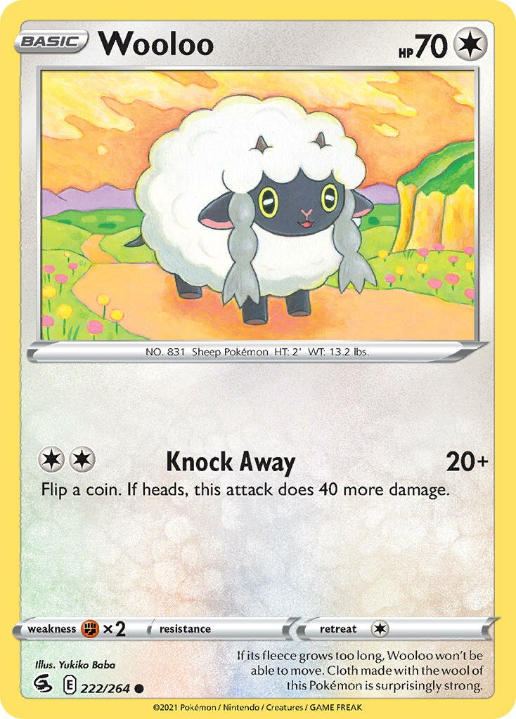 Wooloo 222/284 — Fusion Strike (English Pokémon TCG card)