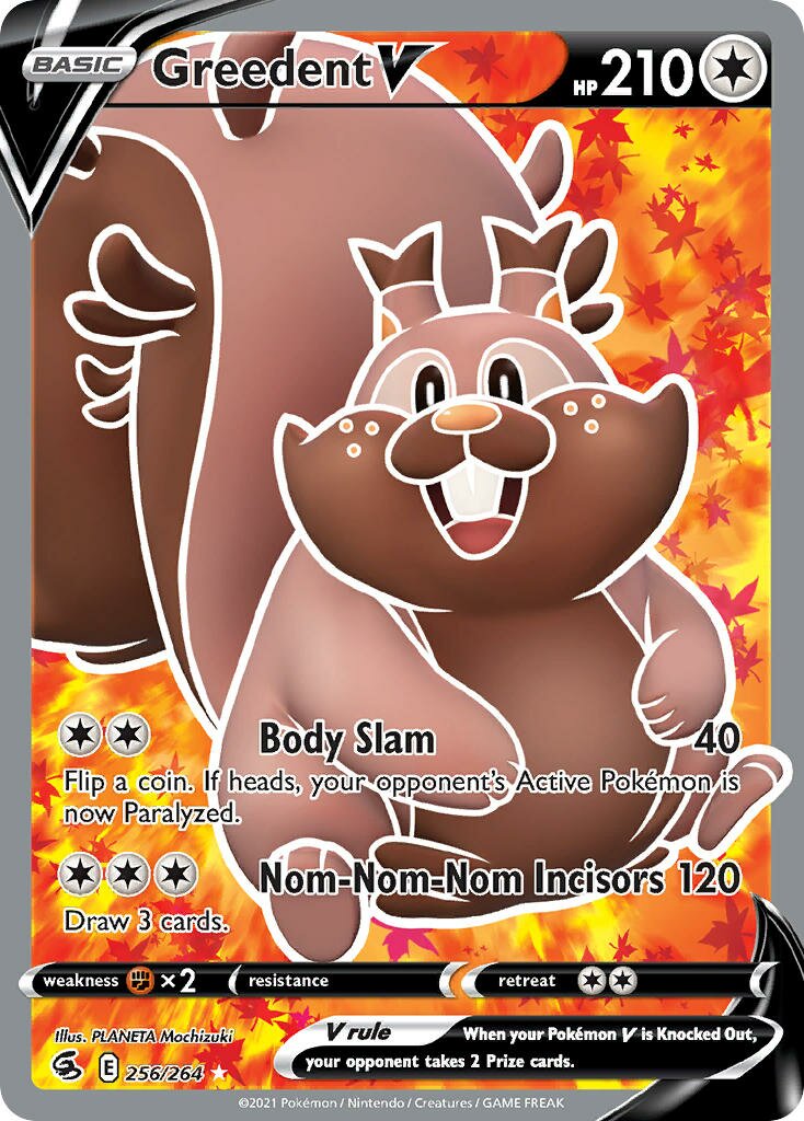 Greedent V 256/284 — Fusion Strike (English Pokémon TCG card)