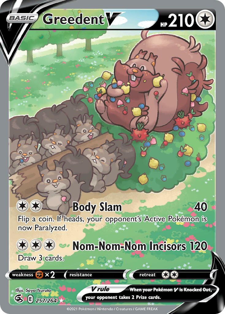 Greedent V 257/284 — Fusion Strike (English Pokémon TCG card)