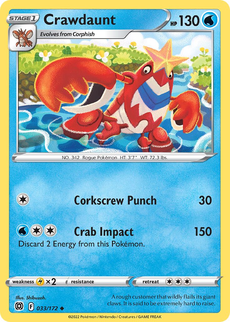 Crawdaunt 033/216 — Brilliant Stars (English Pokémon TCG card)