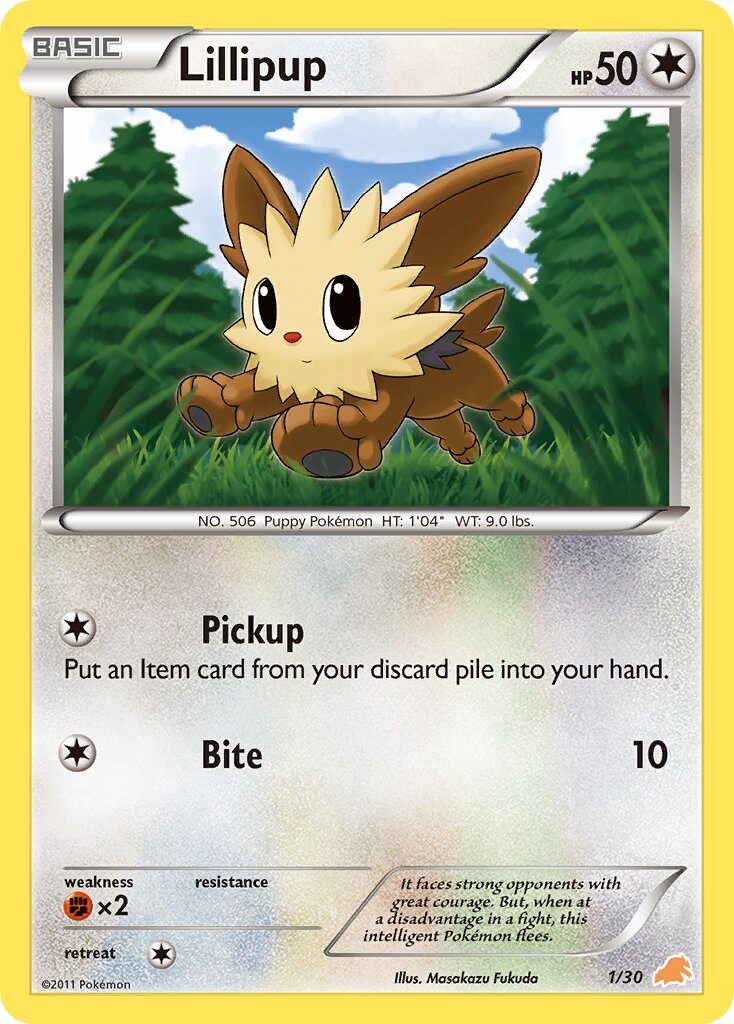 Lillipup 001/30 — BW trainer Kit (Excadrill) (English Pokémon TCG card)