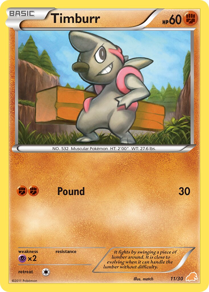 Timburr 011/30 — BW trainer Kit (Excadrill) (English Pokémon TCG card)
