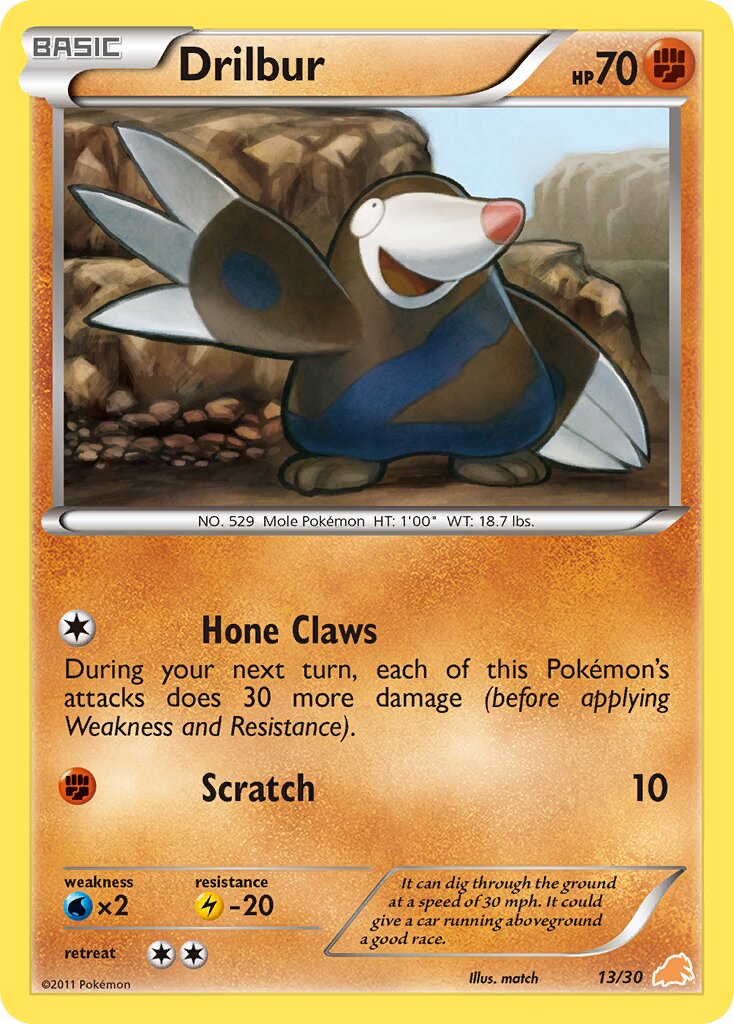 Drilbur 013/30 — BW trainer Kit (Excadrill) (English Pokémon TCG card)