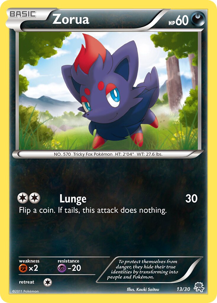 Zorua 013/30 — BW trainer Kit (Zoroark) (English Pokémon TCG card)