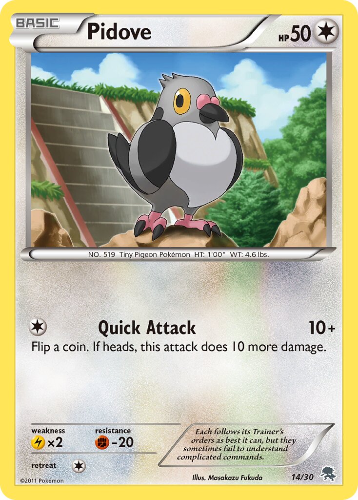 Pidove 014/30 — BW trainer Kit (Zoroark) (English Pokémon TCG card)