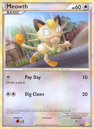 Meowth 034/60 — HGSS Trainer Kit sets (Gyarados & Raichu) (English Pokémon TCG card)