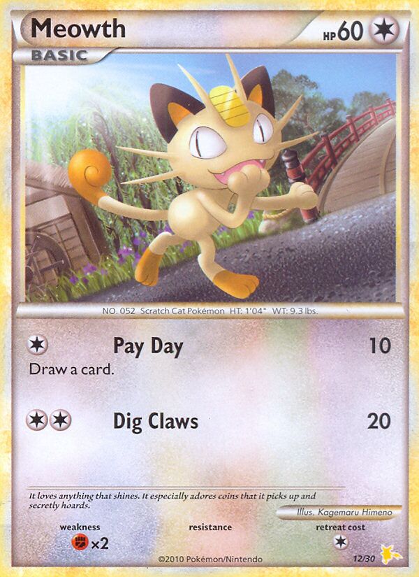Meowth 012/30 — HGSS trainer Kit (Raichu) (English Pokémon TCG card)