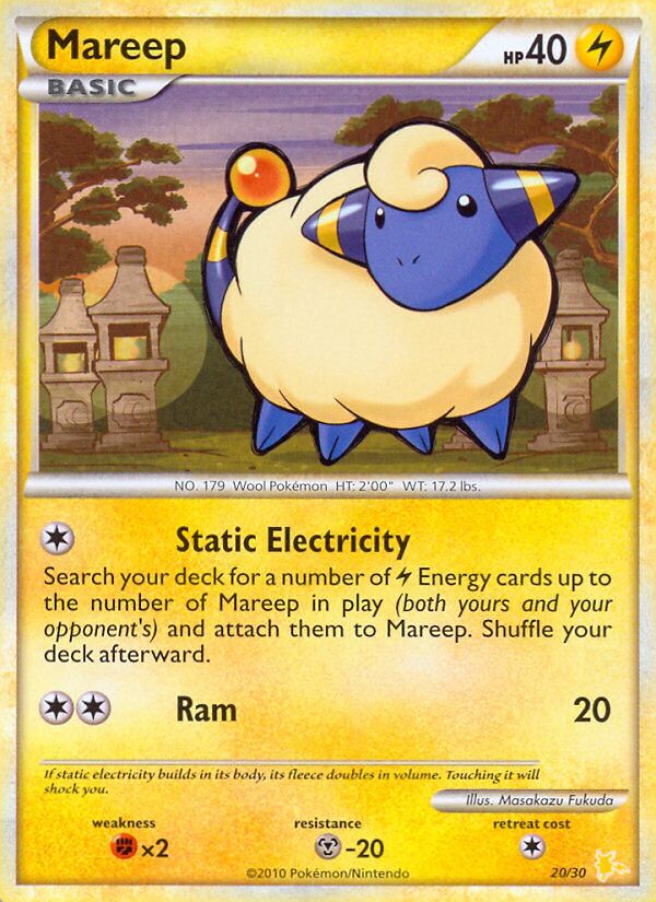 Mareep 020/30 — HGSS trainer Kit (Raichu) (English Pokémon TCG card)