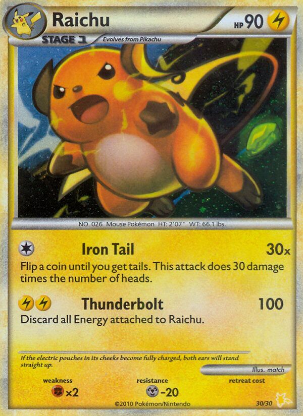 Raichu 030/30 — HGSS trainer Kit (Raichu) (English Pokémon TCG card)