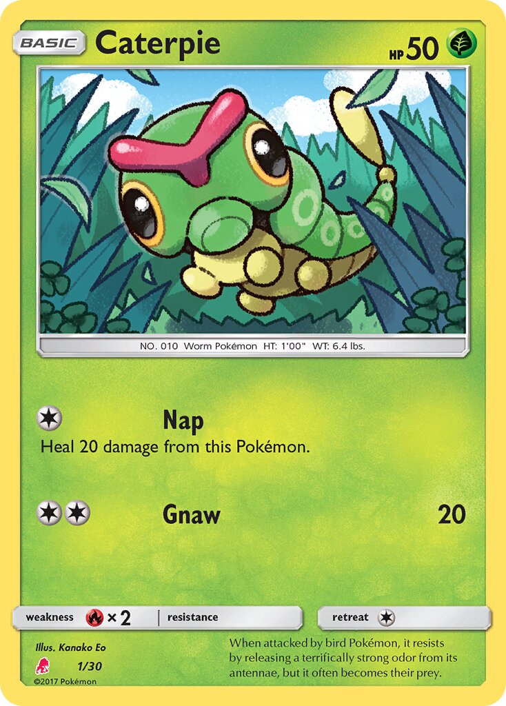 Caterpie 001/30 — SM trainer Kit (Lycanroc) (English Pokémon TCG card)