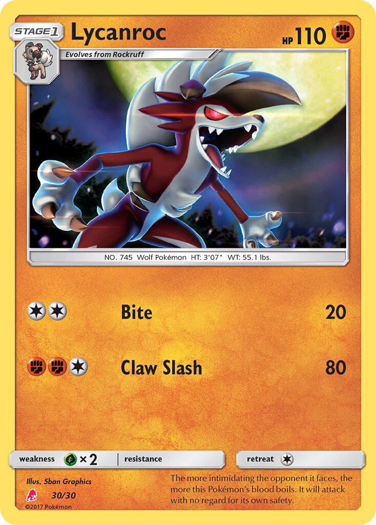 Lycanroc 030/30 — SM trainer Kit (Lycanroc) (English Pokémon TCG card)