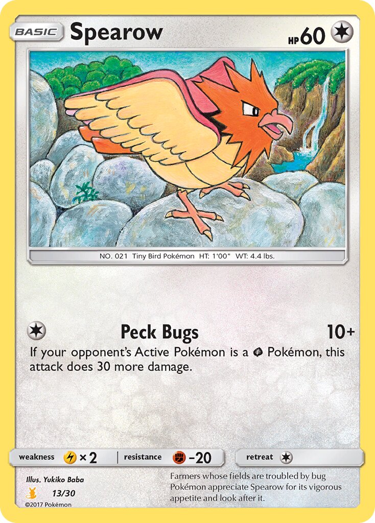Spearow 013/30 — SM trainer Kit (Alolan Raichu) (English Pokémon TCG card)