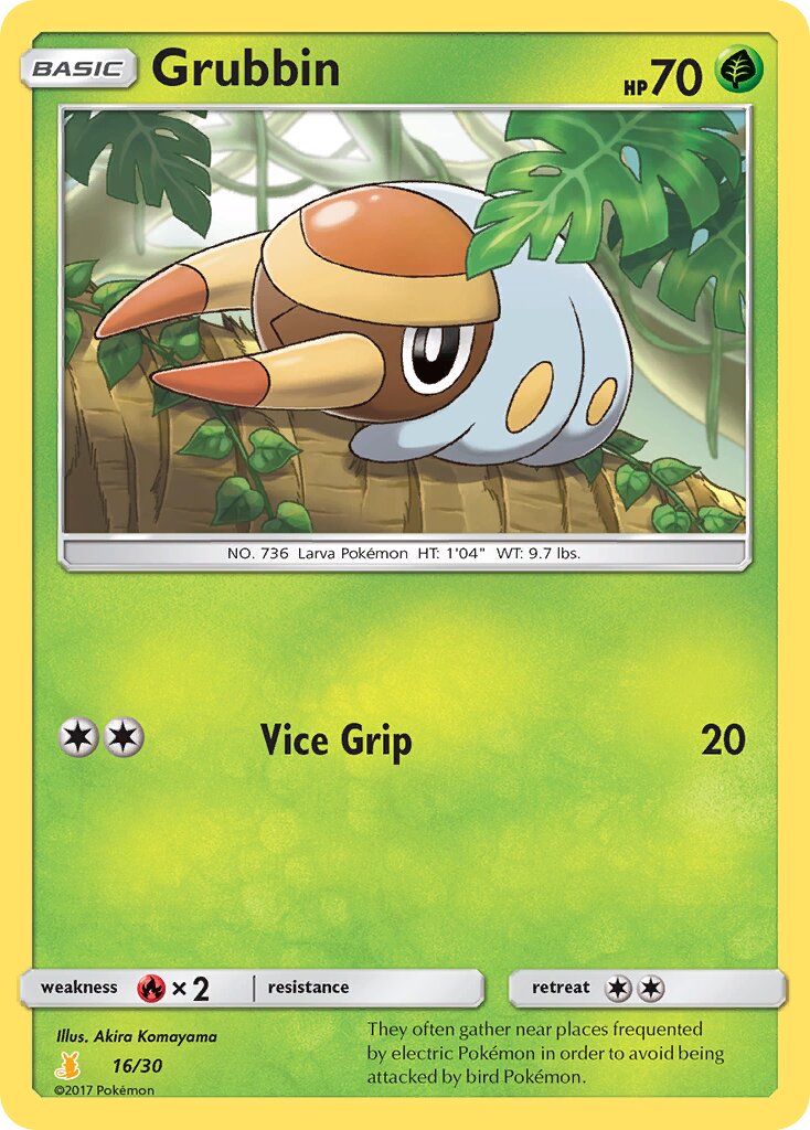 Grubbin 016/30 — SM trainer Kit (Alolan Raichu) (English Pokémon TCG card)