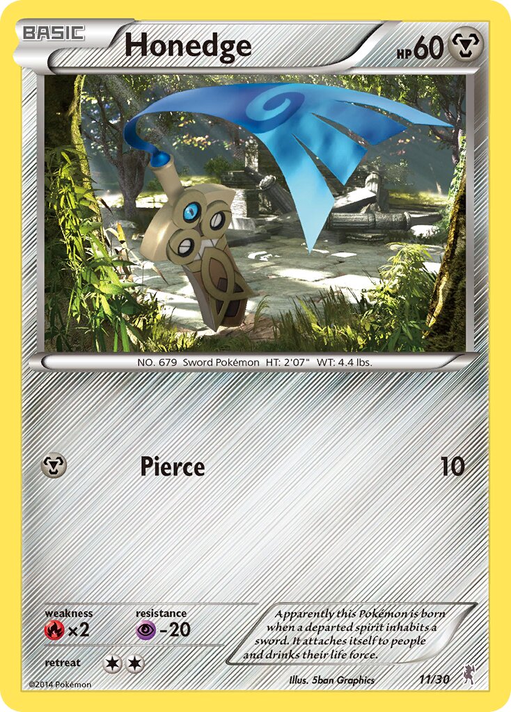Honedge 011/30 — XY trainer Kit (Bisharp) (English Pokémon TCG card)
