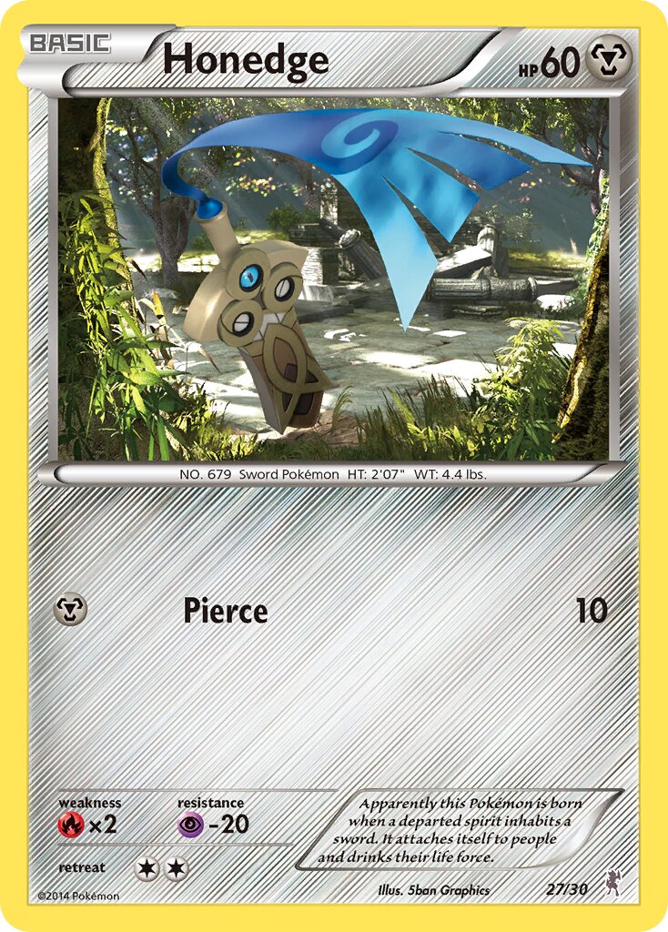 Honedge 027/30 — XY trainer Kit (Bisharp) (English Pokémon TCG card)