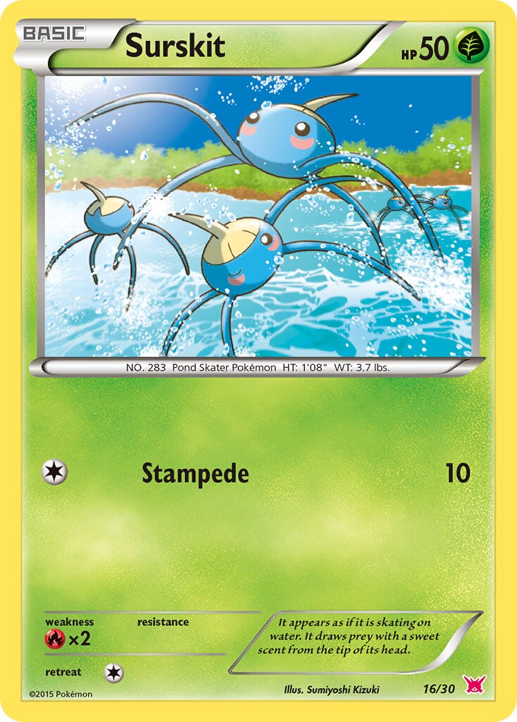 Surskit 016/30 — XY trainer Kit (Latias) (English Pokémon TCG card)