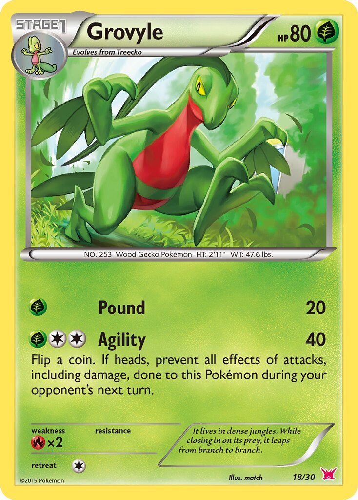 Grovyle 018/30 — XY trainer Kit (Latias) (English Pokémon TCG card)