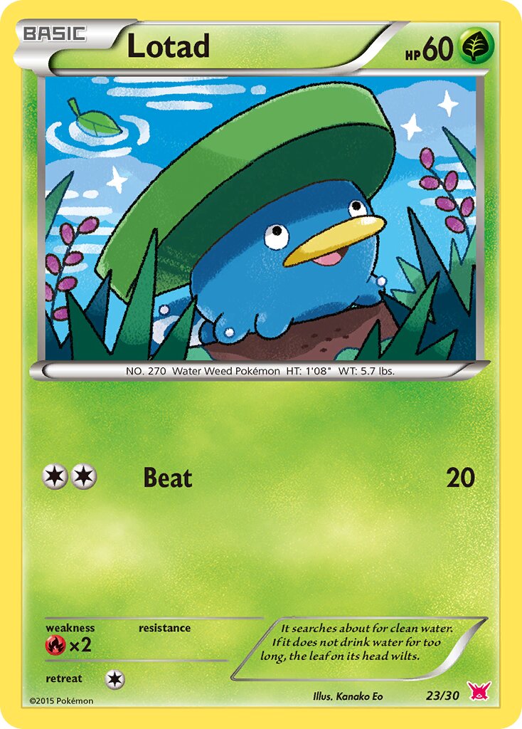 Lotad 023/30 — XY trainer Kit (Latias) (English Pokémon TCG card)