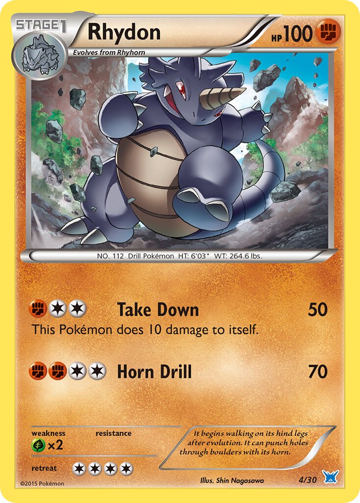 Rhydon 004/30 — XY trainer Kit (Latios) (English Pokémon TCG card)